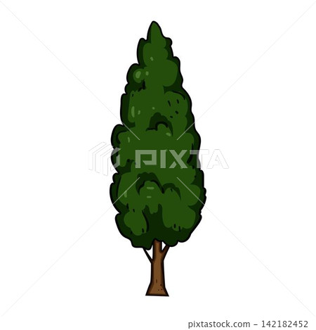 Green tree illustration with conical shape design Green tree illustration with conical shape design 142182452