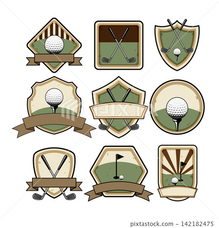 Collection of golf sport club emblems and badges Collection of golf sport club emblems and badges 142182475