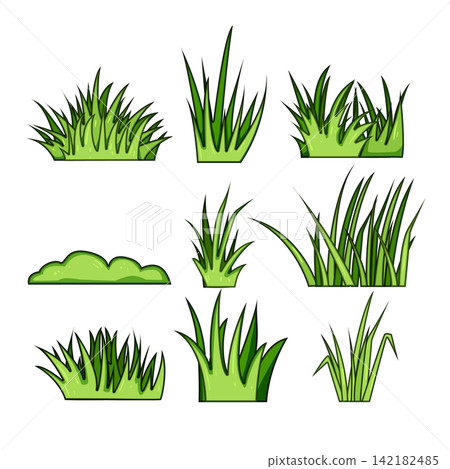 Green grass patches illustration elements for design 142182485