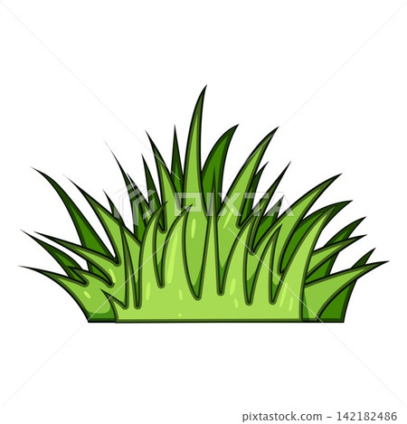 Green grass bush growing in cartoon illustration style Green grass bush growing in cartoon illustration style 142182486