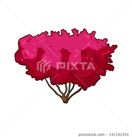 Vibrant cartoon tree with colorful pink leaves Vibrant cartoon tree with colorful pink leaves 142182501
