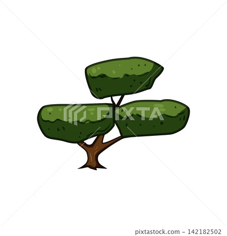 Stylized green tree drawing in cartoon style Stylized green tree drawing in cartoon style 142182502