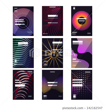 Abstract modern music event poster templates collection Abstract modern music event poster templates collection 142182547