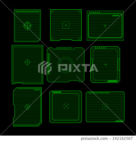 User interface overlay elements scanning technology grid 142182567