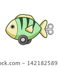Wind up fish toy with wheels and key 142182589