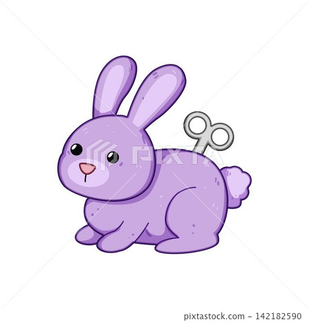 Purple wind up toy bunny character illustration Purple wind up toy bunny character illustration 142182590