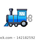 Blue toy train illustration with wind up key 142182592
