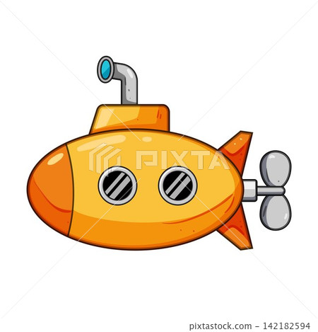 Yellow wind up toy submarine with periscope Yellow wind up toy submarine with periscope 142182594