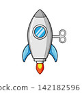 Wind up rocket toy launching to space 142182596