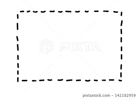 A hand-drawn rectangular frame with dotted lines. A hand-drawn rectangular frame with dotted lines. 142182959