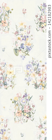 Collection of soft watercolor vintage floral vertical seamless pattern swatches Collection of soft watercolor vintage floral vertical seamless pattern swatches 142182983