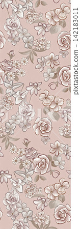Collection of soft watercolor vintage floral vertical seamless pattern swatches Collection of soft watercolor vintage floral vertical seamless pattern swatches 142183011