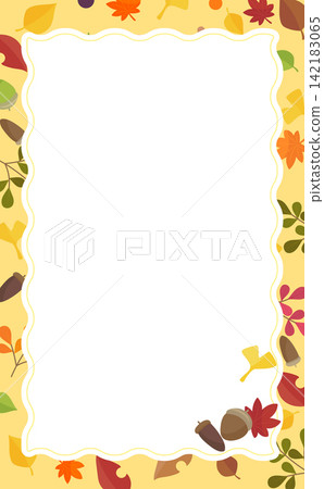 Autumn leaves and berries in a yellow frame 1_vertical 142183065