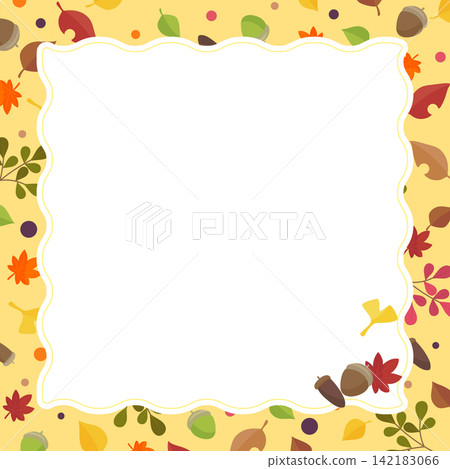 Autumn leaves and berries in a yellow frame 1_square Autumn leaves and berries in a yellow frame 1_square 142183066