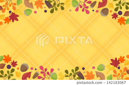 Yellow frame with autumn leaves and berries 2_horizontal 142183067