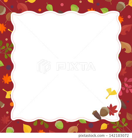 Red frame with autumn leaves and berries 1_square Red frame with autumn leaves and berries 1_square 142183072
