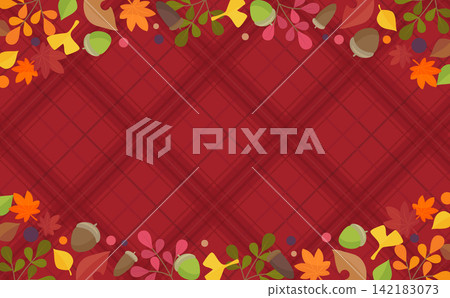 Red frame with autumn leaves and berries 2_horizontal 142183073