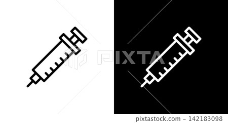 Syringe icon, vaccine, blood draw Syringe icon, vaccine, blood draw 142183098