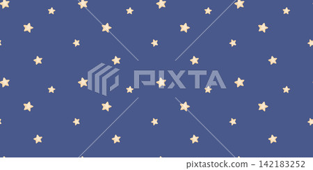 Watercolour seamless pattern with stars on dark blue background. Hand drawn illustrations for baby wallpaper and fabric, texture cute backdrop Watercolour seamless pattern with stars on dark blue background. Hand drawn illustrations for baby wallpaper and fabric, texture cute backdrop 142183252