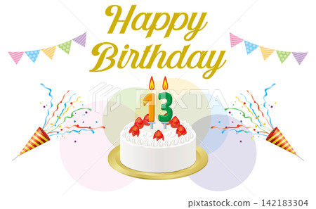 White whipped cream birthday cake design for a 13-year-old White whipped cream birthday cake design for a 13-year-old 142183304