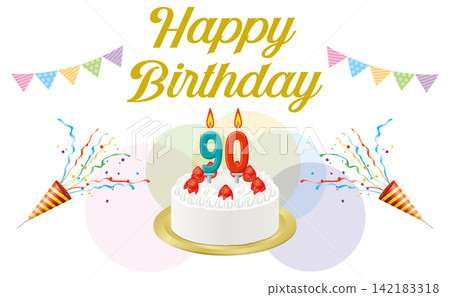 White whipped cream birthday cake design for a 90-year-old White whipped cream birthday cake design for a 90-year-old 142183318