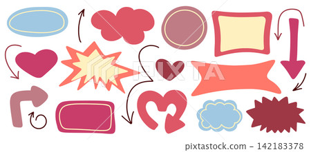 Empty templates of hearts, circles, frames, and arrows Empty templates of hearts, circles, frames, and arrows 142183378