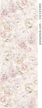 Set of vertical soft watercolor botanical floral seamless pattern swatches Set of vertical soft watercolor botanical floral seamless pattern swatches 142183469