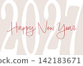 New Year's cards for 2027, cards, frames, postcards, advertisements, flyers, postcard templates, horizontal format, backgrounds, large font. 142183671