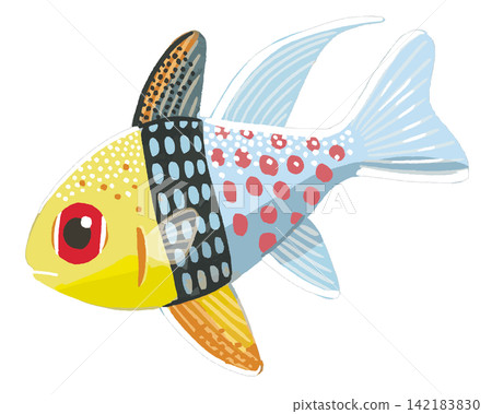 Illustration of a Mandarinfish | Tropical fish, marine fish, ornamental fish, aquarium material 142183830