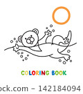 Funny Otter. Alphabet O. Animals coloring book 142184094