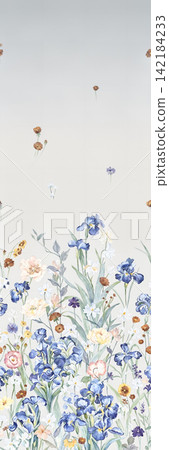 Assortment of vintage watercolor vertical seamless pattern design swatches Assortment of vintage watercolor vertical seamless pattern design swatches 142184233