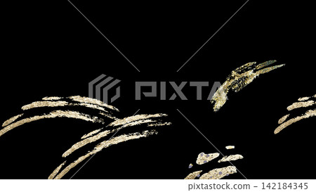 Gold brushstrokes on a black background Gold brushstrokes on a black background 142184345
