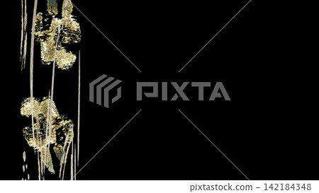 一款奢華的金色日式折疊屏風背景。 一款奢華的金色日式折疊屏風背景。 142184348