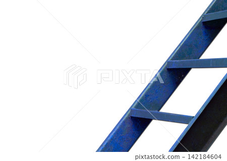 Blue steel part of the stairs metal ladder leading up Blue steel part of the stairs metal ladder leading up 142184604