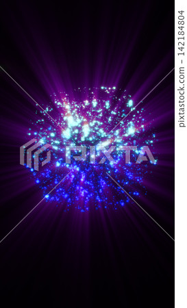 Glowing blue and purple particle burst with radiant light rays, creating an abstract cosmic energy background. Glowing blue and purple particle burst with radiant light rays, creating an abstract cosmic energy background. 142184804