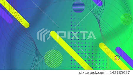 Crossing bright neon yellow diagonal bar running across center in abstract poster, with purple dots. Geometric, gradient, vector, digital, pattern, background, grid Crossing bright neon yellow diagonal bar running across center in abstract poster, with purple dots. Geometric, gradient, vector, digital, pattern, background, grid 142185057