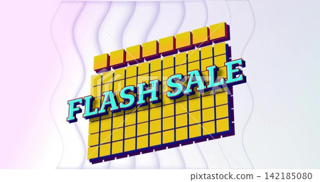 Displaying 3D yellow grid floating on pastel wavy backdrop showing raised tabs turquoise FLASH SALE 142185080