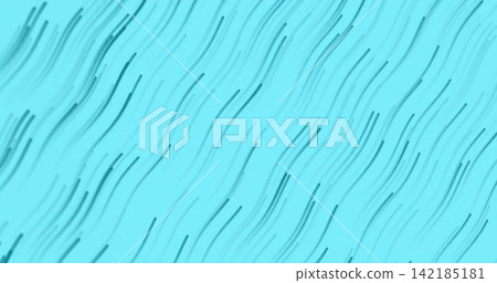 Flowing diagonal wavy strokes covering turquoise abstract graphic field, repeating brush marks. Lines, pattern, teal, motion, texture, gradient, minimalist 142185181