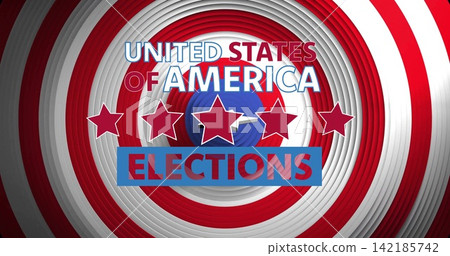 Showing central studio banner with blue target and five stars, UNITED STATES and ELECTIONS Showing central studio banner with blue target and five stars, UNITED STATES and ELECTIONS 142185742