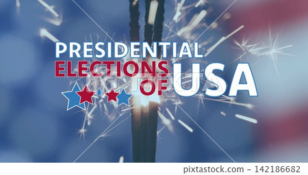 Shining PRESIDENTIAL ELECTIONS OF USA on red blue bokeh, showing lit sparkler and three stars Shining PRESIDENTIAL ELECTIONS OF USA on red blue bokeh, showing lit sparkler and three stars 142186682