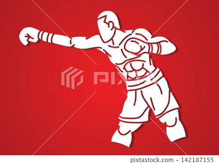 Boxing Sport Kickboxing Muay Thai Boxer Action Cartoon Graphic Vector Boxing Sport Kickboxing Muay Thai Boxer Action Cartoon Graphic Vector 142187155
