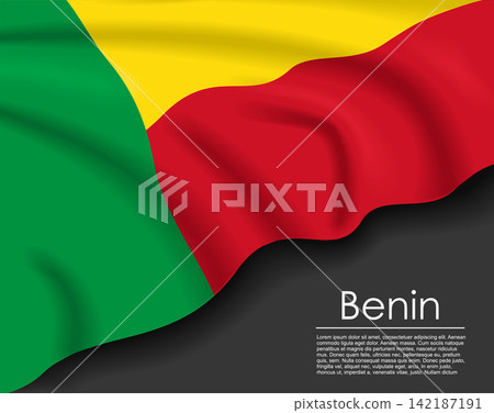 Benin waving flag template for national day or travel concept. Vector illustration. Benin waving flag template for national day or travel concept. Vector illustration. 142187191