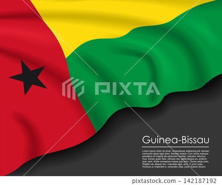 Guinea Bissau waving flag template for national day or travel concept. Vector illustration. Guinea Bissau waving flag template for national day or travel concept. Vector illustration. 142187192