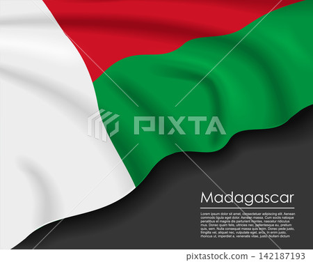 Madagascar waving flag template for national day or travel concept. Vector illustration. Madagascar waving flag template for national day or travel concept. Vector illustration. 142187193
