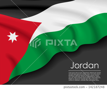 Jordanian waving flag template for national day or travel concept. Vector illustration. 142187248