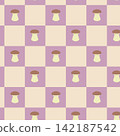 Simple and cute king oyster mushroom grid seamless background pattern - purple 142187542