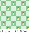 Simple and cute king oyster mushroom grid seamless background pattern - green 142187543