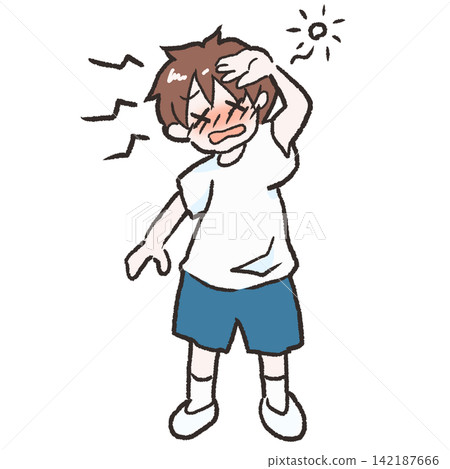 中暑系列(關於中暑):一個男孩即將因中暑而昏倒 中暑系列(關於中暑):一個男孩即將因中暑而昏倒 142187666