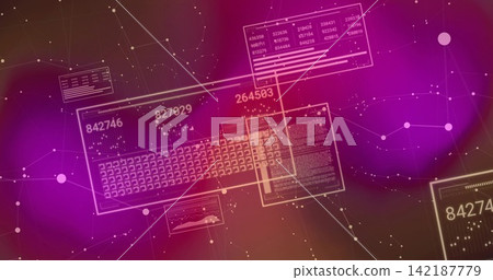 Displaying translucent UI panel floating on magenta gradient, showing keyboard map and readouts Displaying translucent UI panel floating on magenta gradient, showing keyboard map and readouts 142187779