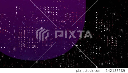 Large purple arc dominating center, fading into black field, pale speckled marks forming grid Large purple arc dominating center, fading into black field, pale speckled marks forming grid 142188389